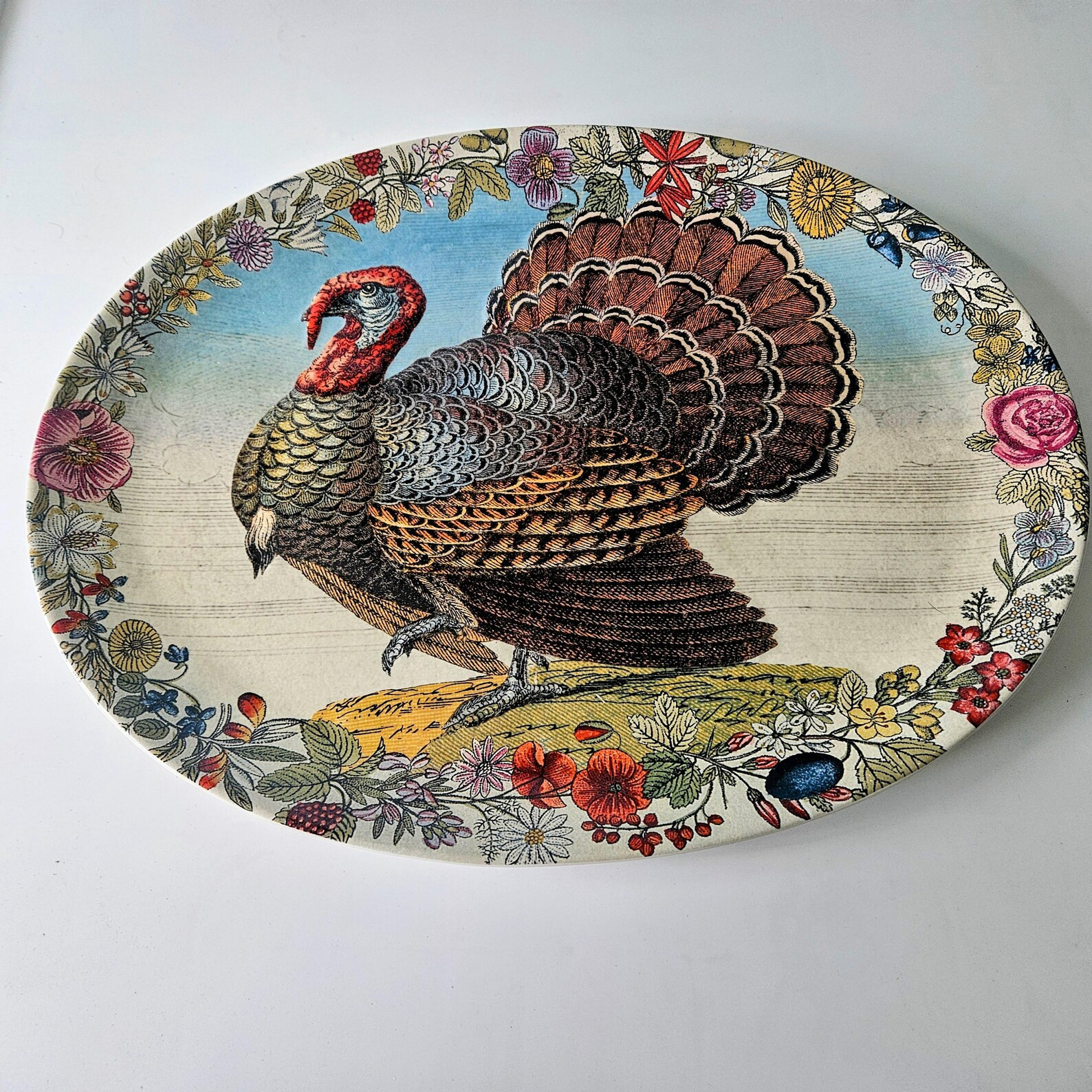 Large Colorful Tom Turkey Platter by John Derian Co. / 18.5 X 14.25 Stoneware Serving Plate - Ets... | Etsy (US)