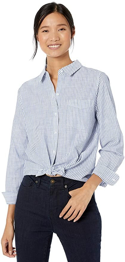 Amazon Brand - Goodthreads Women's Washed Cotton Boyfriend Shirt | Amazon (US)