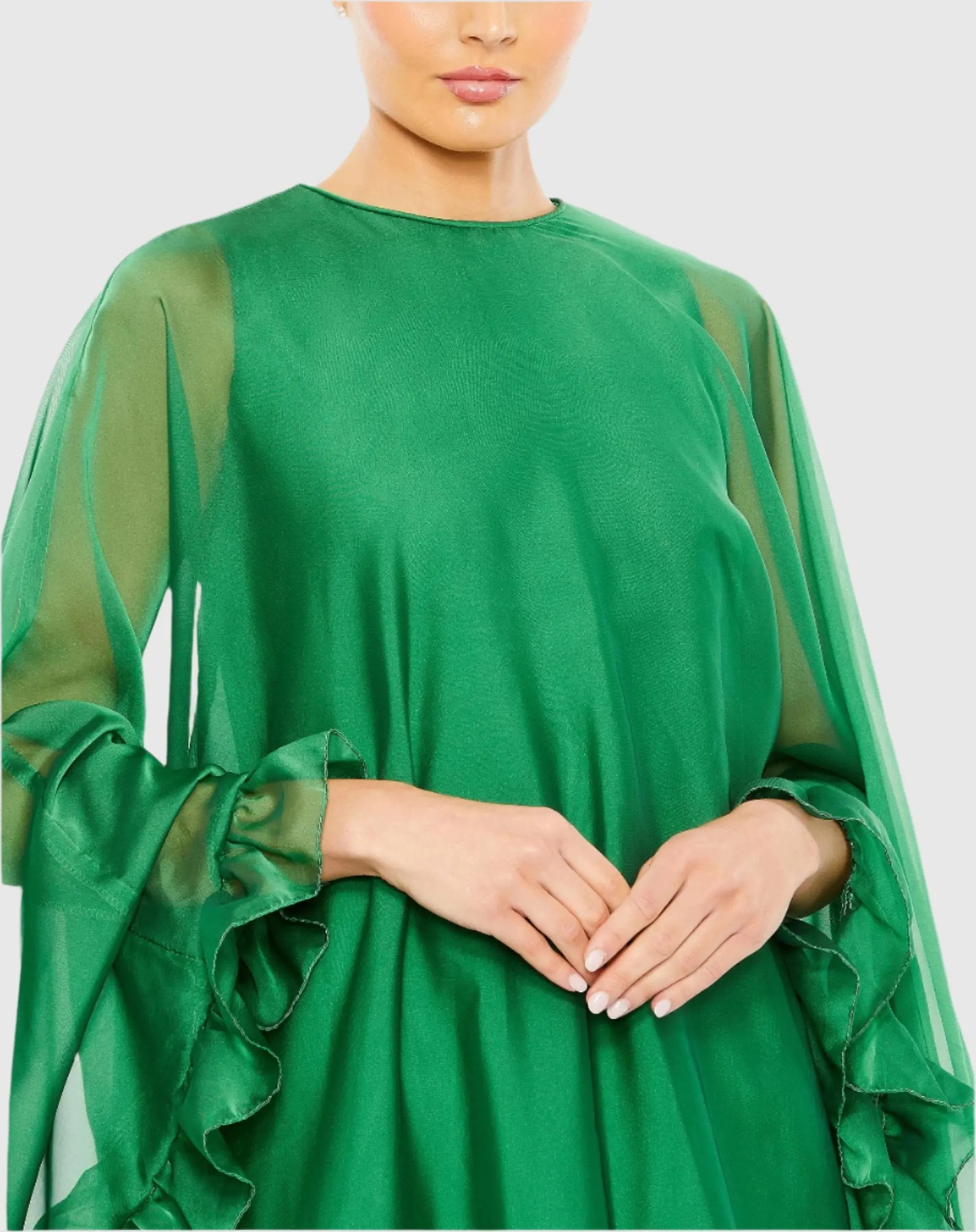 High Neck Ruffle Hem Cape Mini Dress - Mac Duggal | Mac Duggal