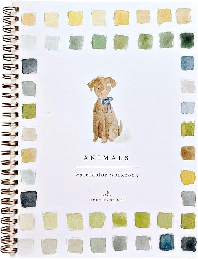 Animals Watercolor Workbook by Emily Lex Studio, 12 Beginner Friendly Sketched Illustrations, Lay... | Amazon (US)