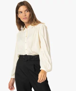 Blouse femme à manches longues avec haut froncé | Gemo