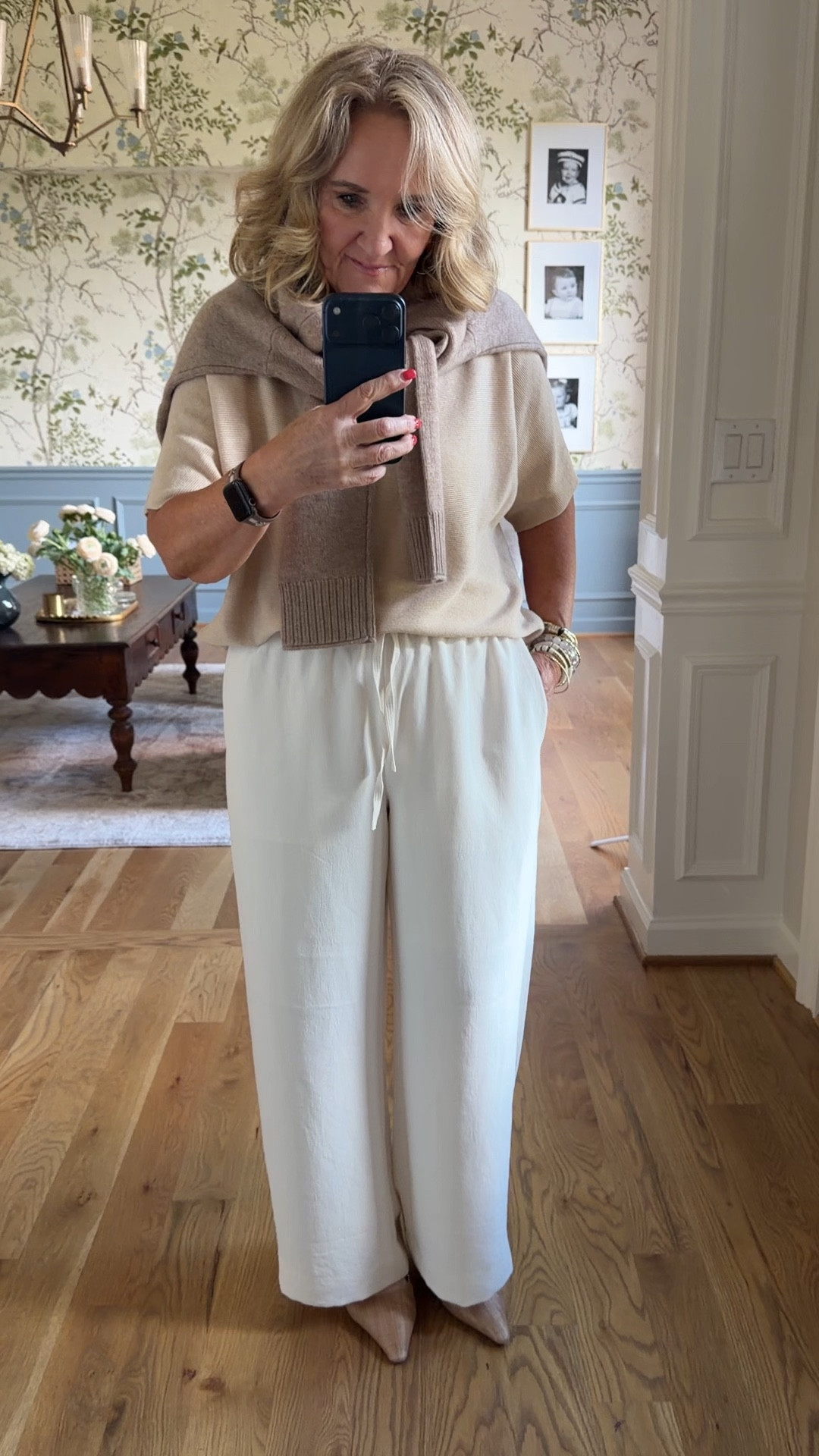 Prepping for London. Bringing this look for the theatre! Pants can be worn with sneakers too. Wearing a med regular and I had them hemmed. No wrinkles! 

Cashmere sweater is perfect for travel size medium 
Cotton cashmere is elegant to be dressed up or down. 
20% off my bracelets code NANETTE20

#LTKOver40 #LTKTravel #LTKMothersDay