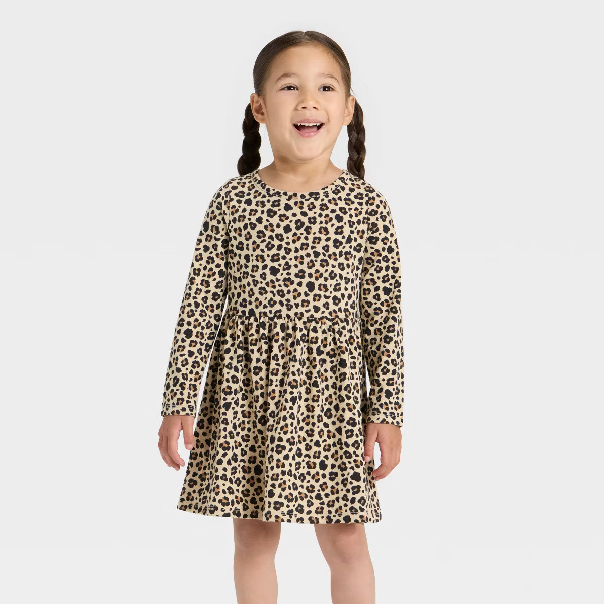Toddler Girls' Long Sleeve Dress - Cat & Jack™ Brown 18M | Target