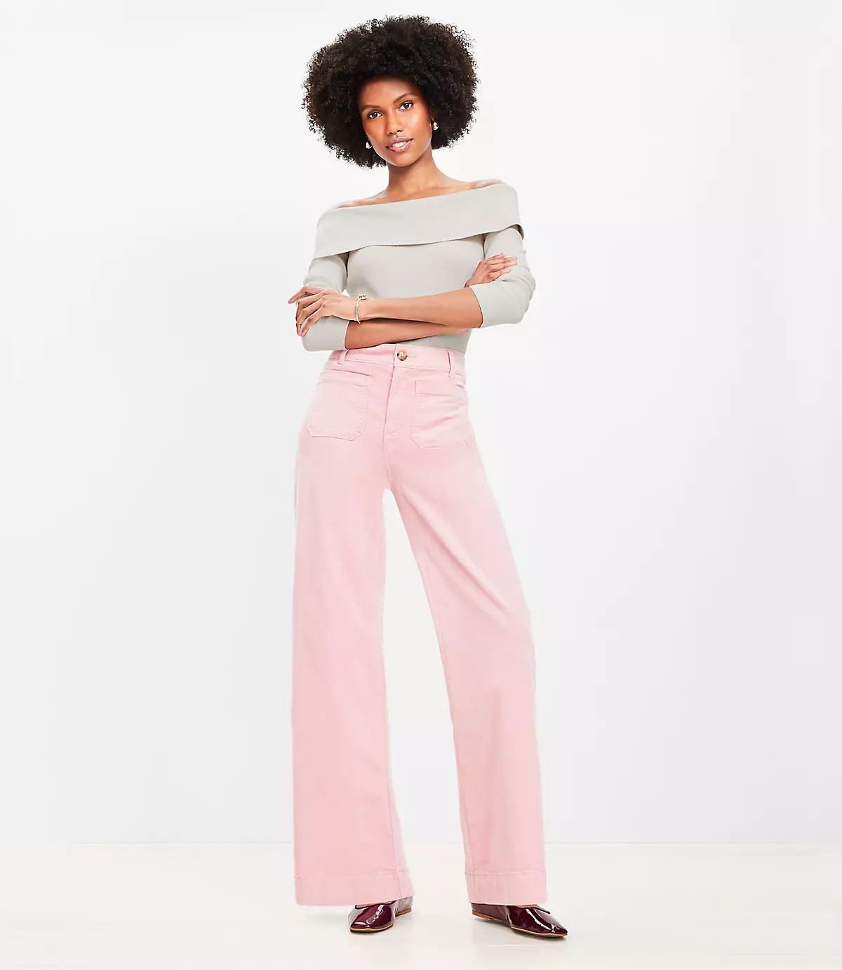 Palmer Wide Leg Pants in Brushed Corduroy | LOFT