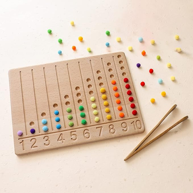 ibwaae Wooden Number Tracing Board Set Beads Counting Game Preschool Math Game Color Sorting Toys... | Amazon (US)