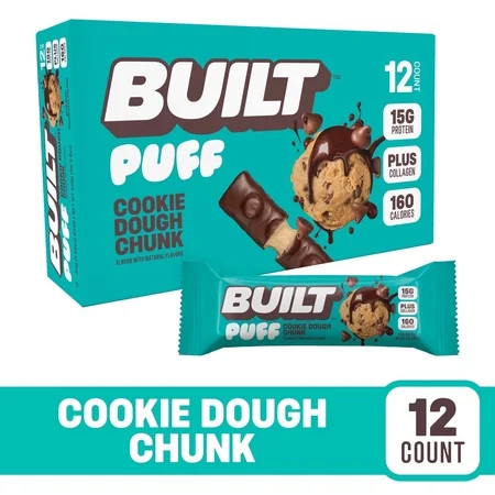 BUILT Bar Puff Protein Snack Bars, 15g Protein, Cookie Dough Chunk, No Gluten Free - 12 Pack | Walmart (US)