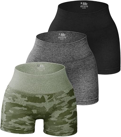 OQQ 3 Piece for Women Yoga Shorts Workout Athletic Seamless High Wasit Gym Leggings | Amazon (US)