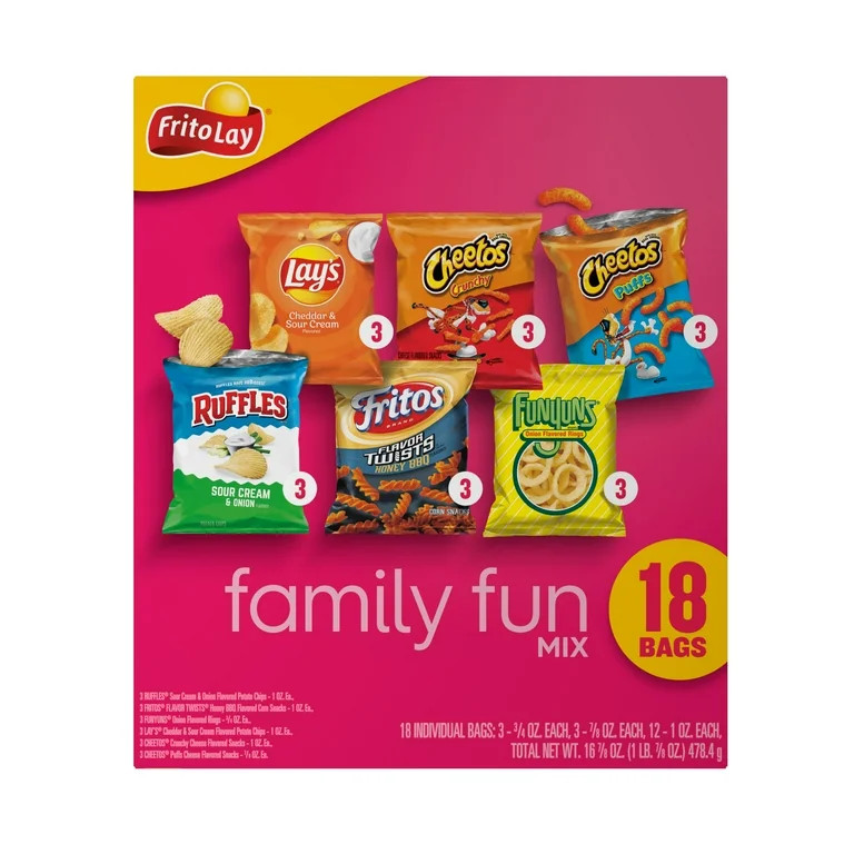 Frito-Lay Family Fun Mix Variety Pack Snack Chips, 18 Count Multipack | Walmart (US)
