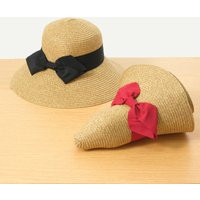 Foldable Hat Bow Shading Beach Sun Uv Protection Straw Lady Bowknot Adult Summer Leisure Cap Wide Br | Etsy (US)