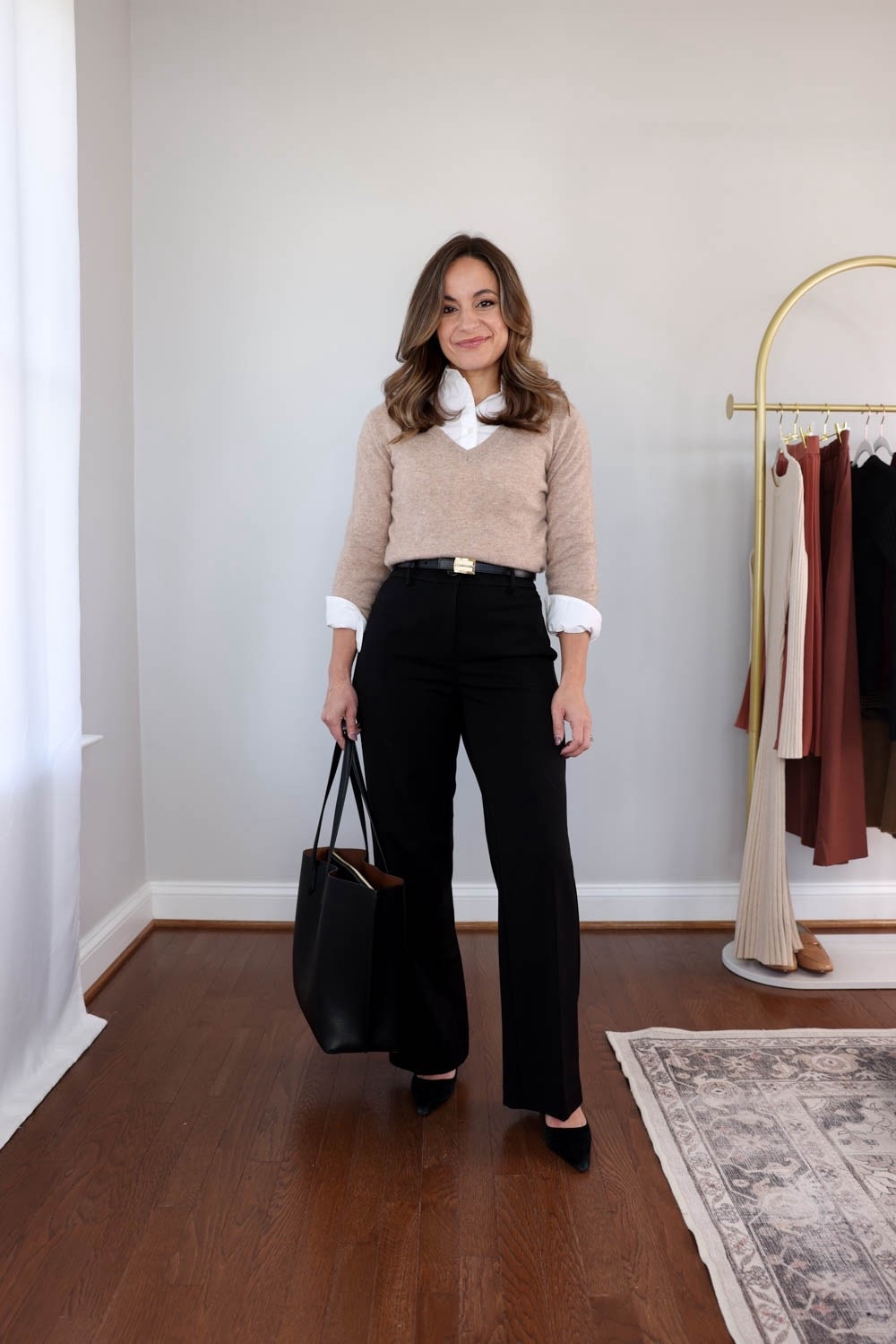 The 2025 fall workwear capsule series: black wide leg pants eight ways! 

There are 21 items in this capsule and over 30+ outfit ideas.

V neck sweater (Quince): xs in oatmeal 
Button down top (J.Crew Factory): petite xxs 
Black wide leg pants (Ann Taylor): petite 00 / 10” rise / 28.5” inseam (I’m wearing curvy, I can only wear with heels) 

My measurements for reference: I’m 4’10” and 105lbs. My bust, waist, and hip measurement is 32”, 24”, and 36”.

#LTKPetite #LTKWorkwear