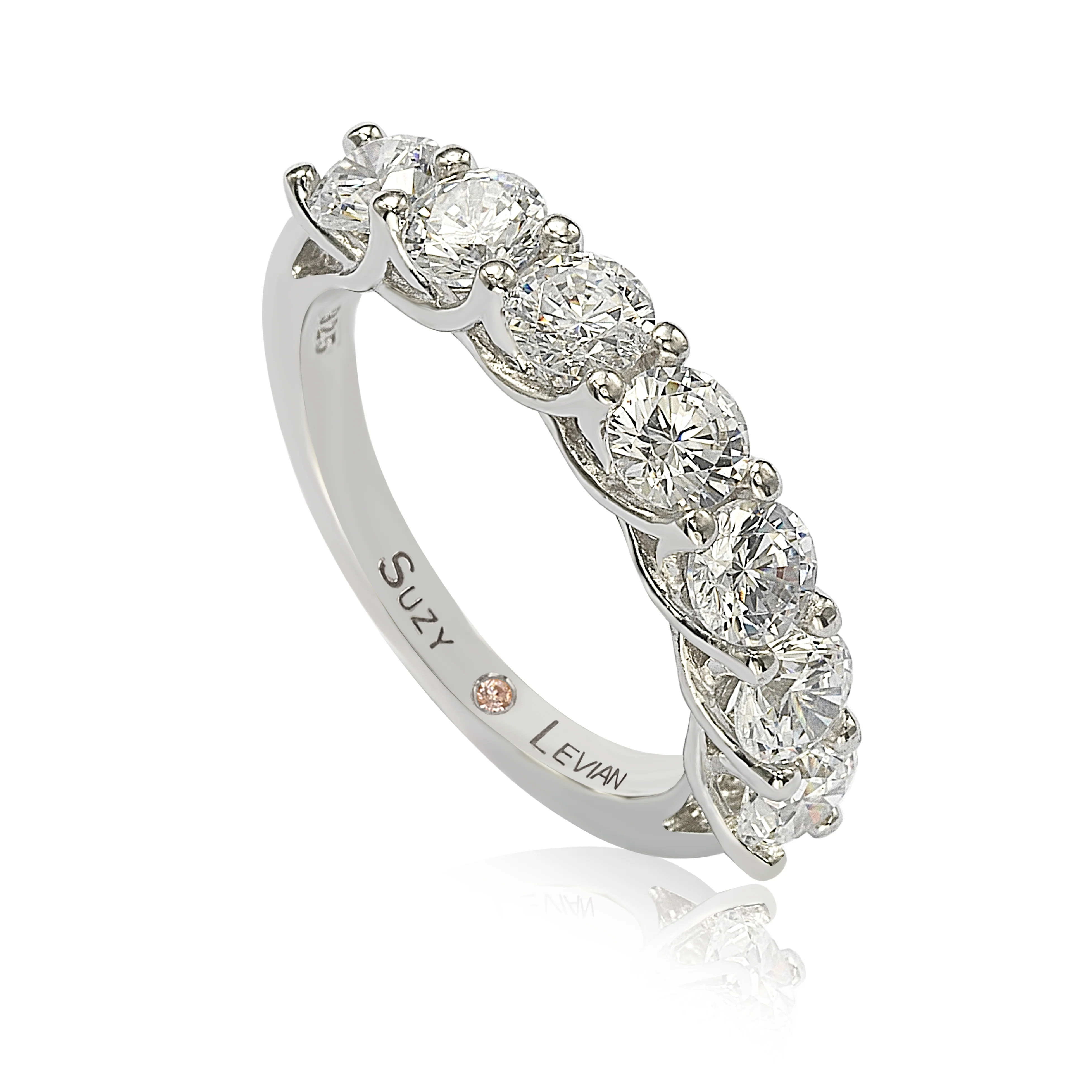 Suzy Levian Sterling Silver White Cubic Zirconia Half Eternity Band | SUZY LEVIAN