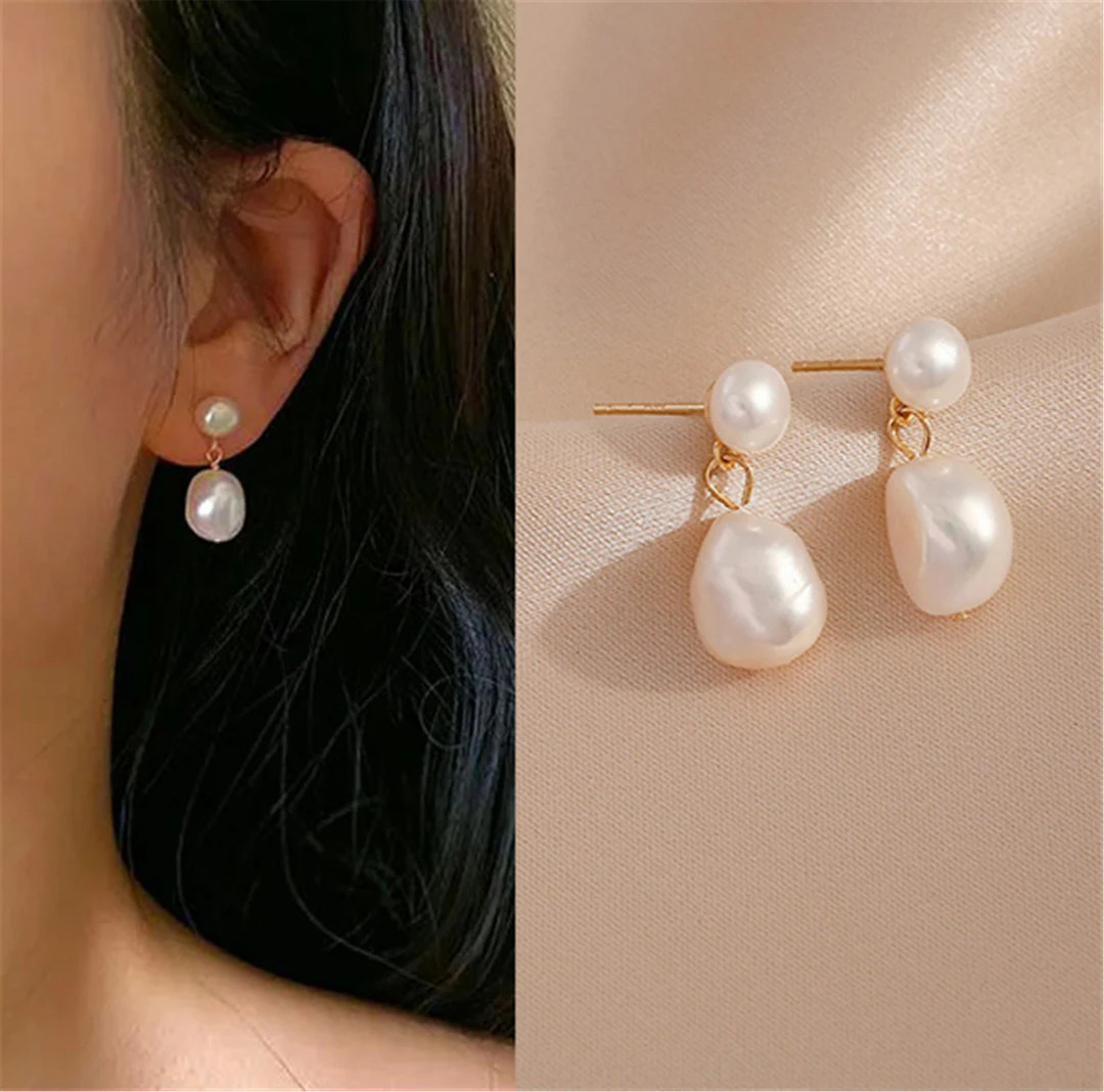 Double Pearl Drop Earrings, Teardrop Pearl Earrings, Drop Fresh Water Pearl Earrings, Wedding Bri... | Etsy (CAD)