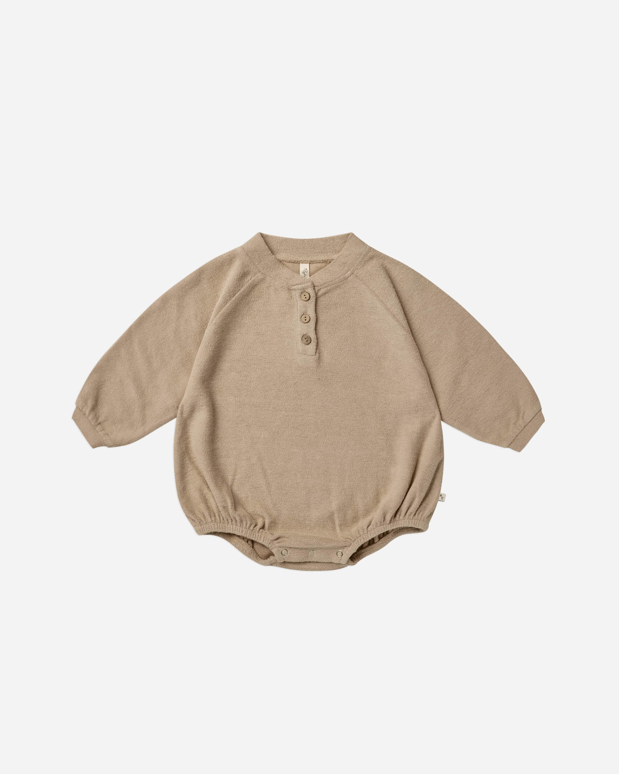 henley bubble romper || putty | Rylee + Cru