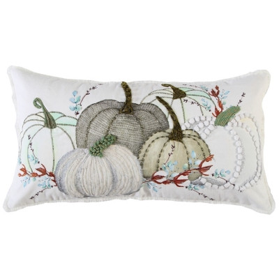 Rizzy Home Fall Multi Colored Pumpkin Lumbar Pillow, Gray | Ashley Homestore