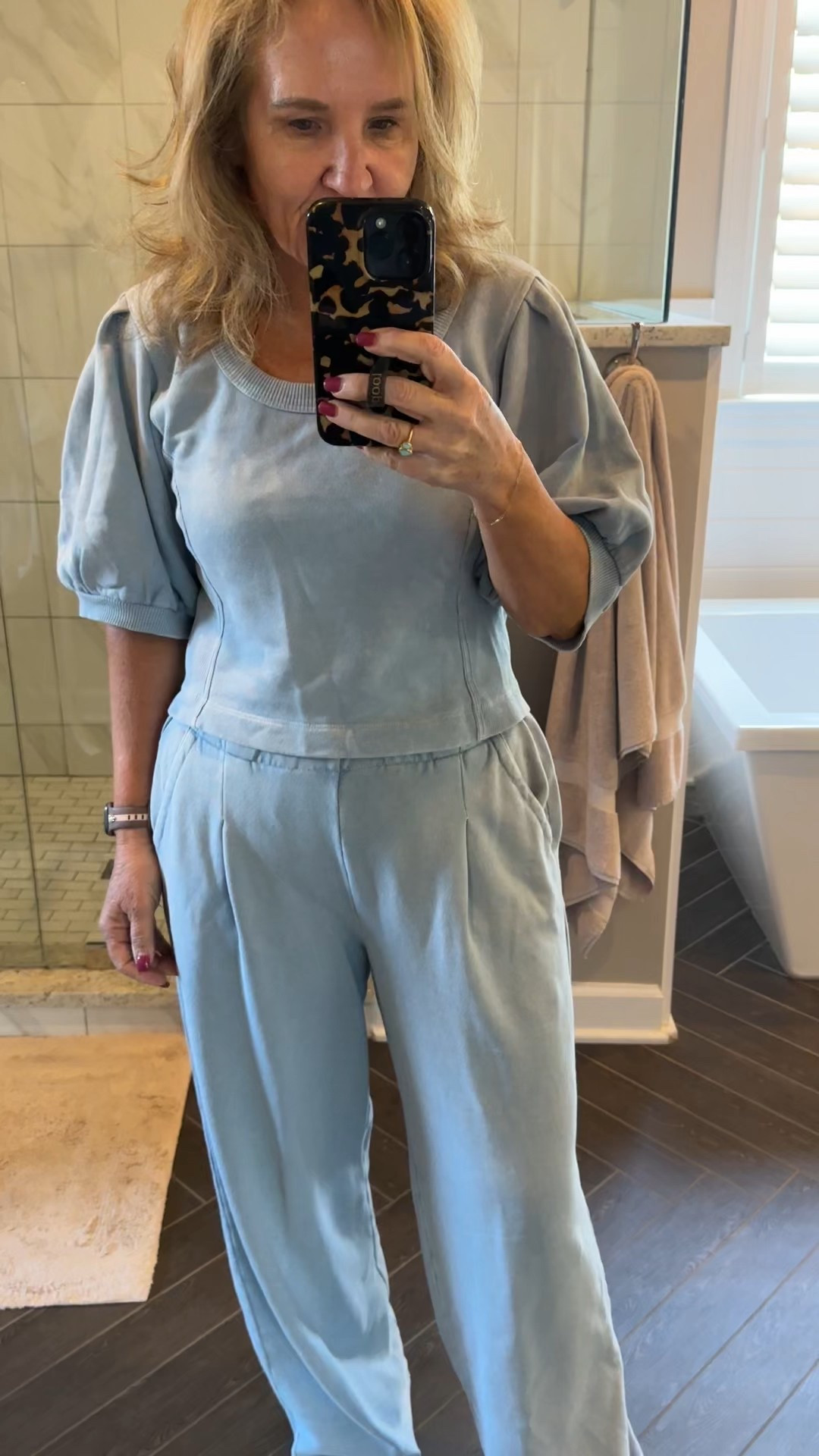 Happy Easter! 

Morning lounge for Easter breakfast just Dougie and I. 

Top size medium 
Pants size medium short 
Great for travel too! 

#LTKOver40 #LTKWatchNow #LTKFindsUnder50