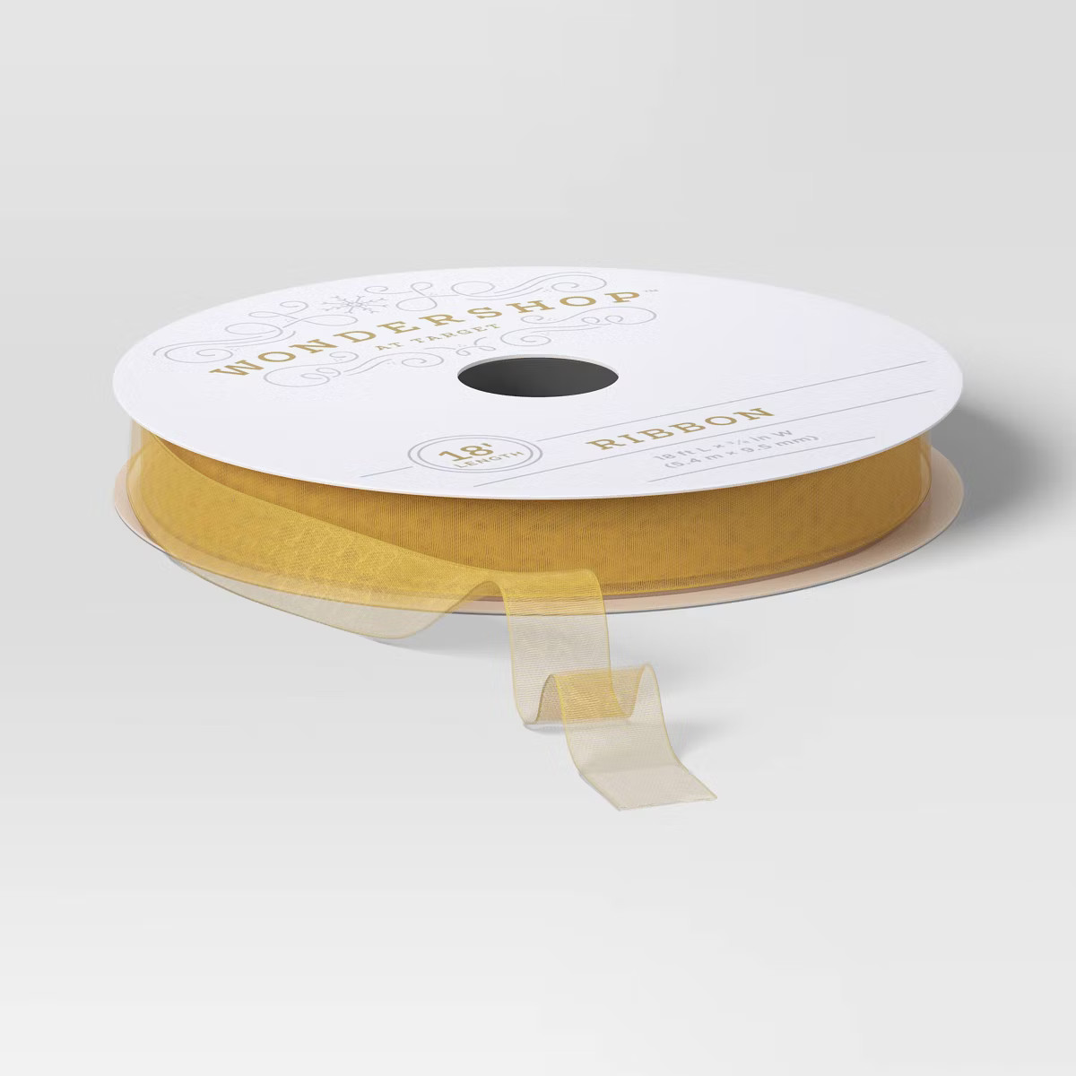 18' Christmas Fabric Ribbon Gold Sheer - Wondershop™ | Target