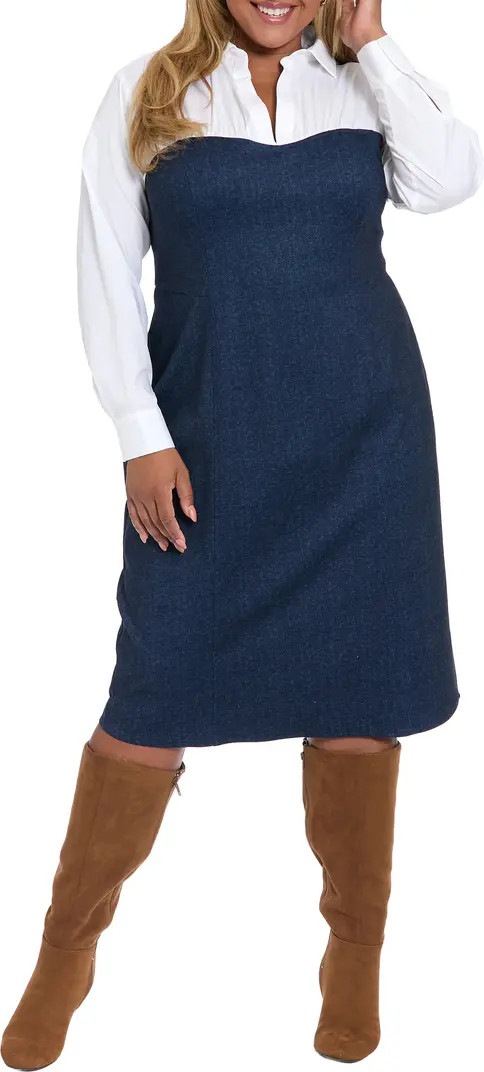 Long Sleeve Twofer Denim Sheath Dress | Nordstrom Rack