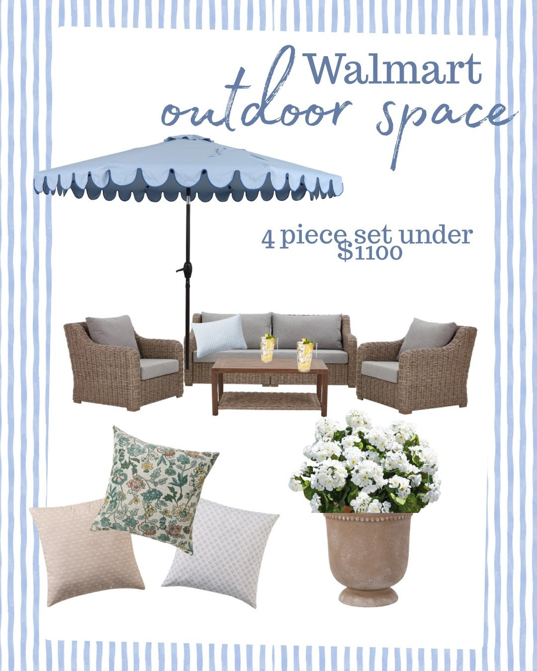 I'm feeling SPRINGY... which means anything French Blue I'm completely OBSESSED and I also found the sweetest 4 piece patio set that I couldn't keep secret any longer  🤍  If your sprucing up your patio this year, don't wait until it's sold out, snag ours NOW! 

#LTKHome #LTKSeasonal