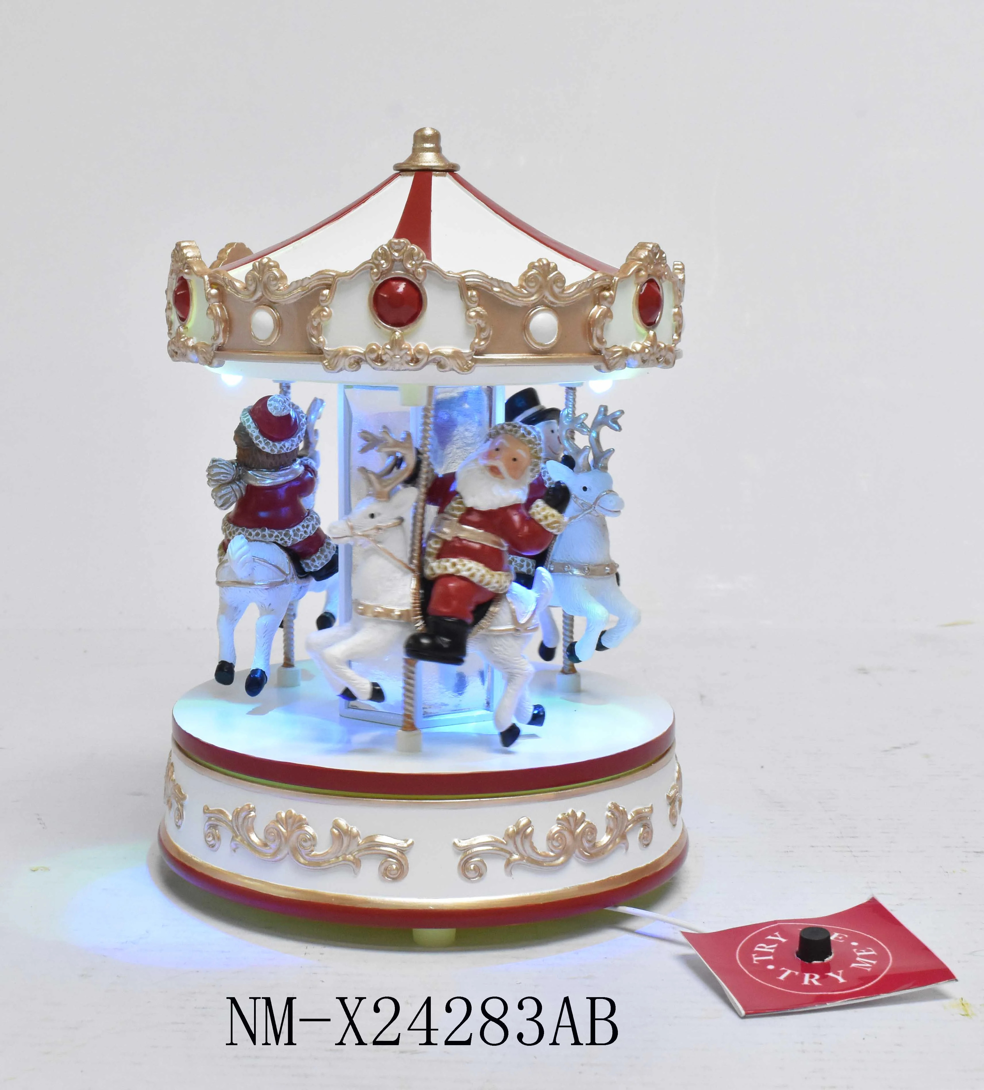 Animated Christmas Village Red and White Themed Musical Carousel Decoration, 6.9''H by Holiday Ti... | Walmart (US)
