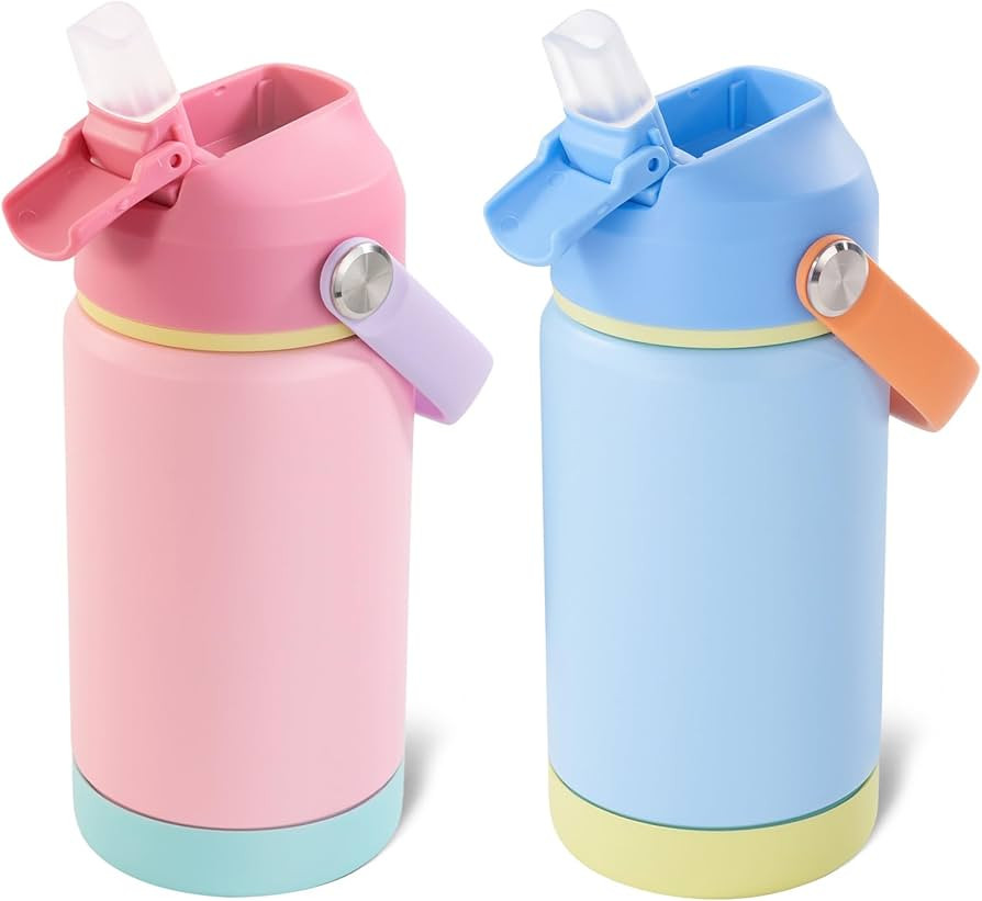 12oz Kids Water Bottle 2 Pack, Stainless Steel Insulated Water Bottle For Kids, Toddler Cup With ... | Amazon (US)