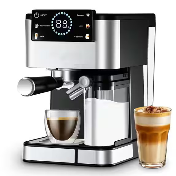MOOSOO - Espresso Machine With Touch Screen, 20Bar Espresso Coffee Maker with Automatic Milk Frother & Detachable Milk Reservoir - Silver | Best Buy U.S.