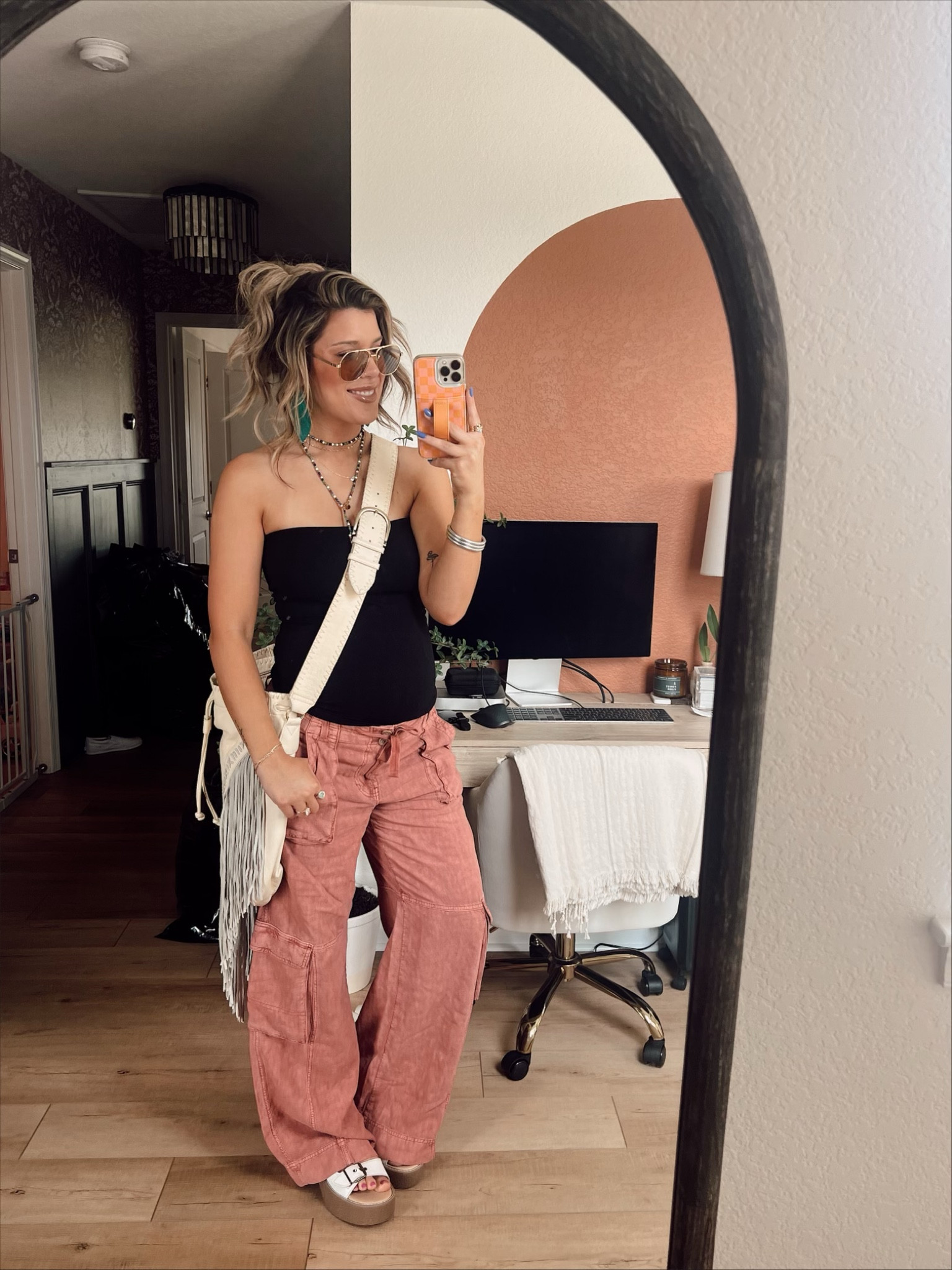 GRWM!
Outfit Details 
Pants- Anthropologie 
Tube Top & Purse- Free People 
Shoes- old from Bohme 
Earrings- Philanthropy from Lynchburg Mall
Necklace- Victoria Emerson
Sunnies- Revolve 
