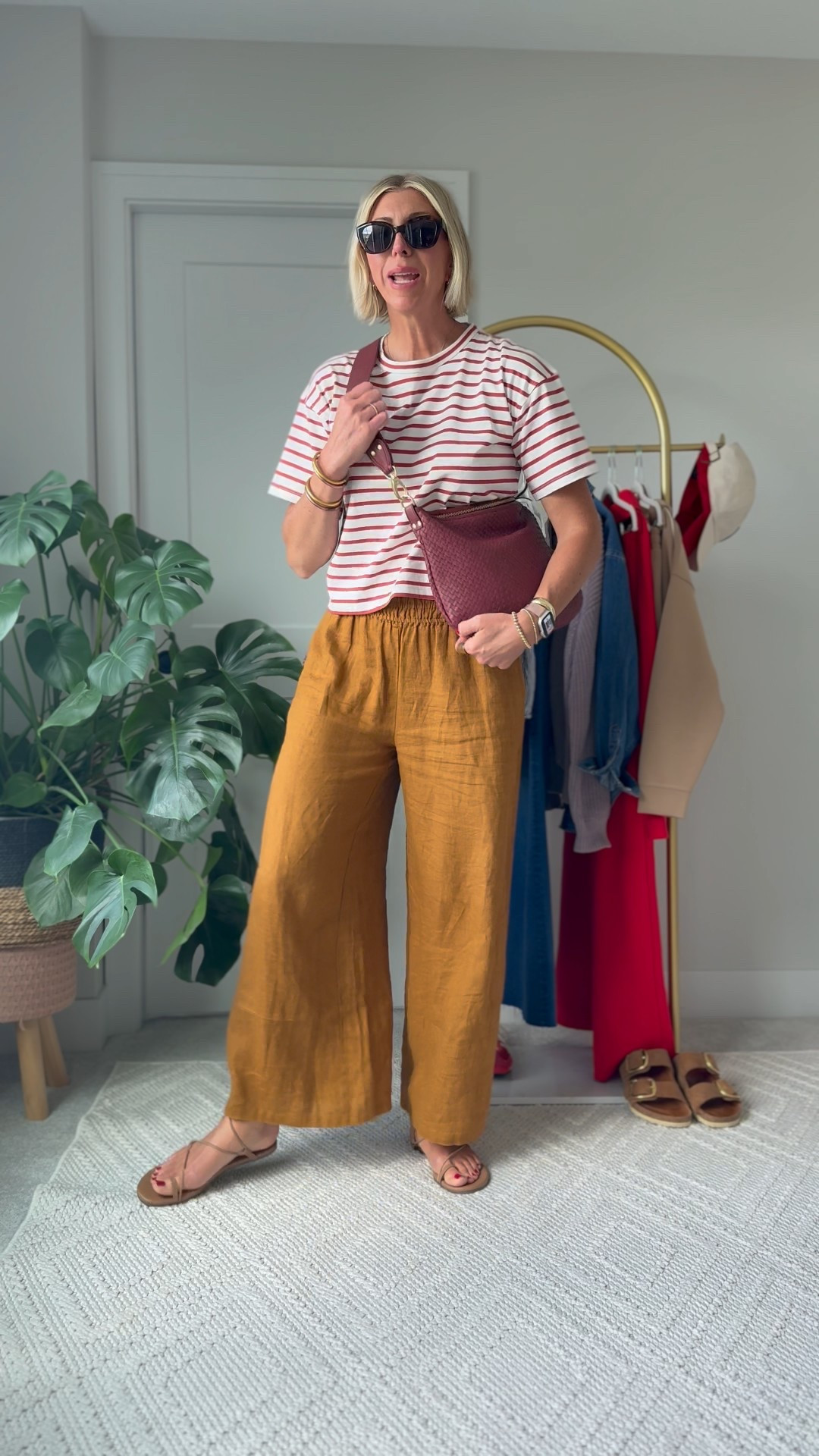 My summer travel must have: linen wide leg, jeans, 100% cotton, striped tea, comfy nude sandals

#LTKTravel #LTKOver40 #LTKStyleTip