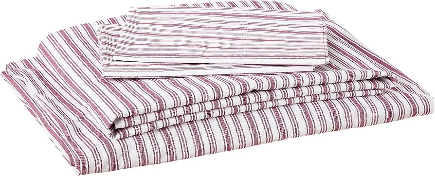 Nautica - Queen Sheets, Cotton Percale Bedding Set, Casual Home Decor (Coleridge Stripe Red, Quee... | Amazon (US)