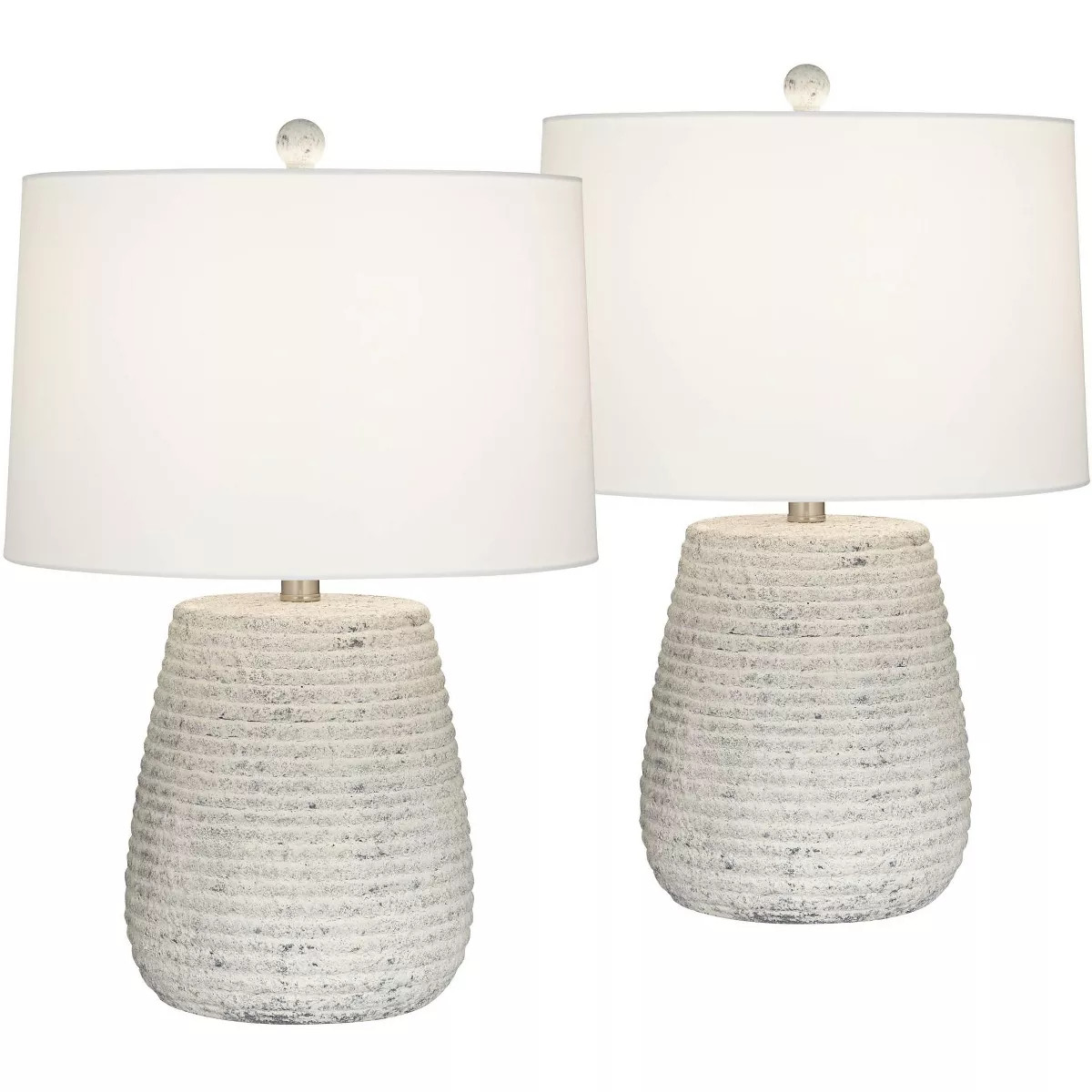 Possini Euro Design 23" High Small Modern Coastal Accent Table Lamps Set of 2 Beige Sandstone Fin... | Target