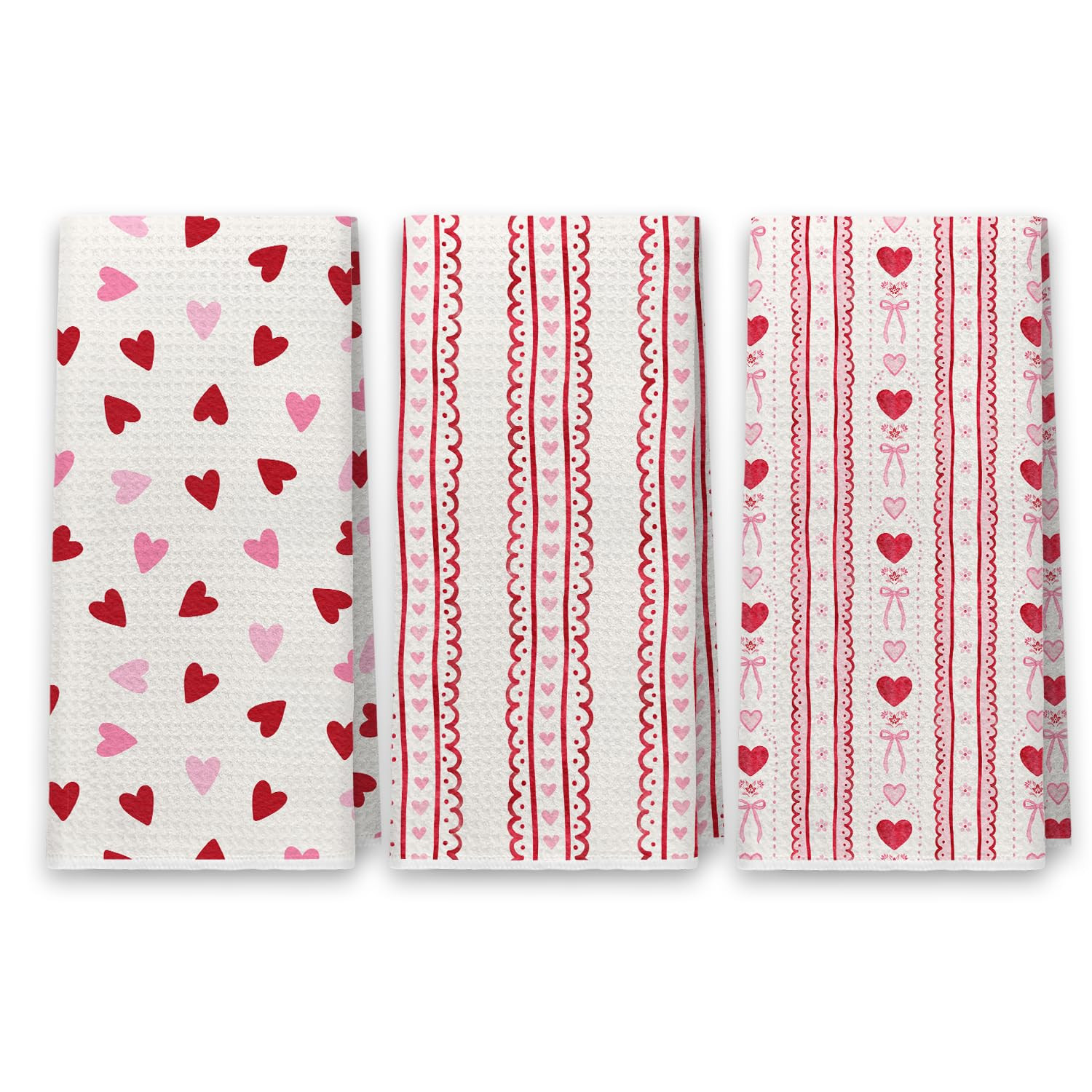 PIUD Coquette Pink and Red Heart Valentine's Day Hand Tea Towels for Bathroom Kitchen Decor Set o... | Amazon (US)