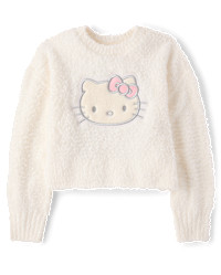 Girls Hello Kitty® Applique Sweater - white | The Children's Place