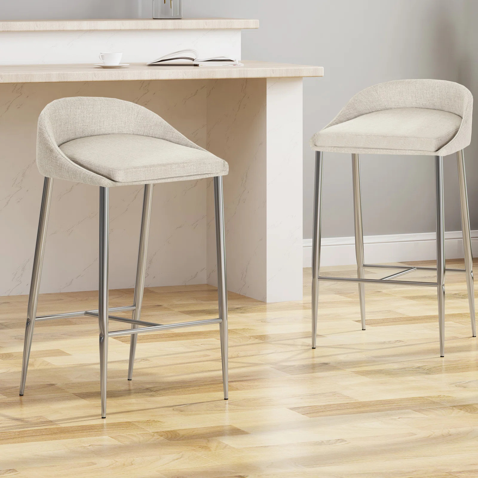 Wilsonville Upholstered Counter Stool with Metal Frame (Set of 2) | Wayfair North America
