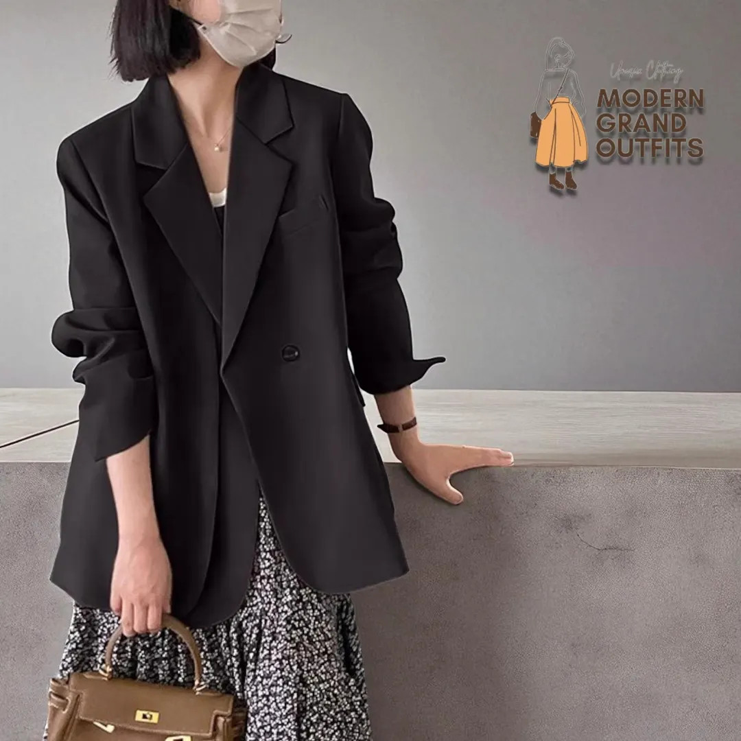 Black Oversized Blazer | Loose Button Jacket | Long Sleeve Chic Outerwear - Etsy | Etsy (Global)