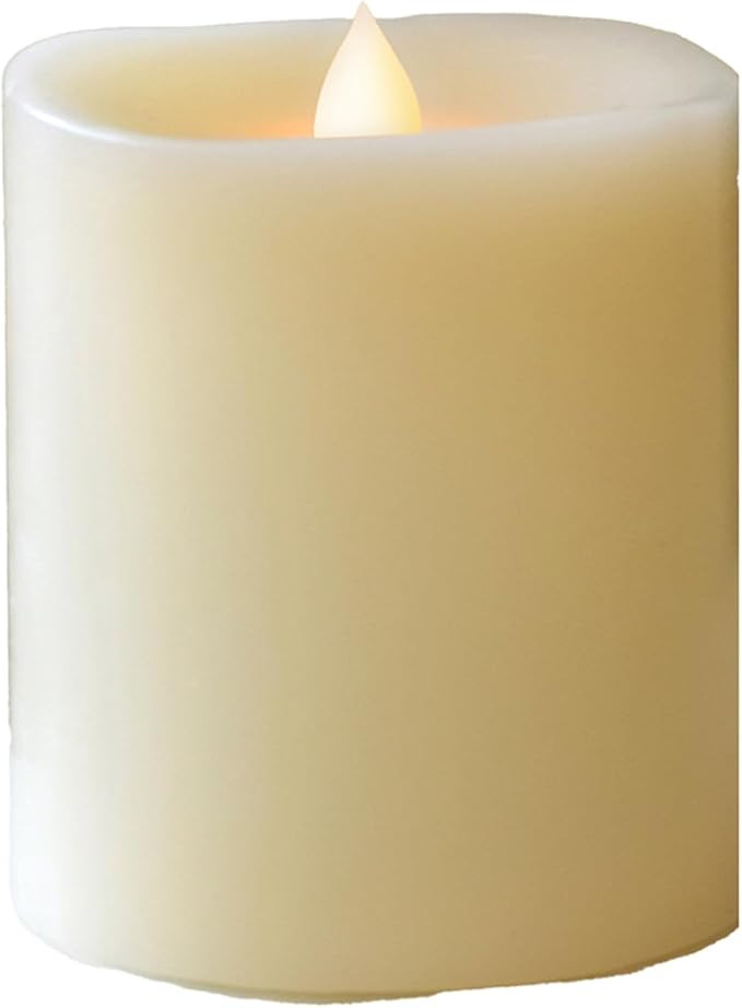 Flameless Candles Flickering Flame Effect (D 3.5" x H 4") Ivory Auto-Moving Wick, LED Pillar Cand... | Amazon (US)