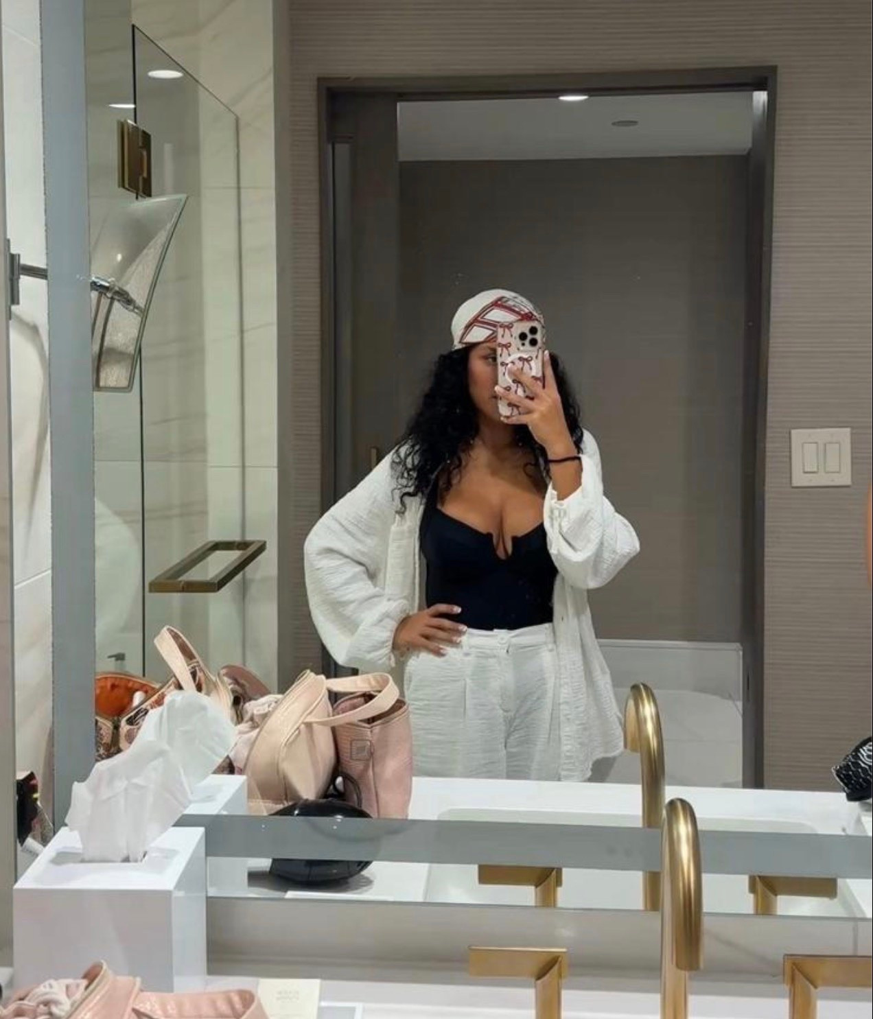 Classic black and white with a vacation-ready twist 🤍 The relaxed matching set, black bodysuit, and printed headscarf make such a chic combination.

#VacationStyle #MatchingSet #ResortStyle

#LTKdayinmylife #LTKootd #LTKstorytime