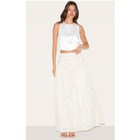 White Ditsy Floral Print Volume Maxi Skirt | PrettyLittleThing US