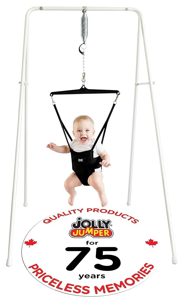 Jolly Jumper Classic (Black) with Stand - Original Baby Jumper, Indoor and Outdoor Exercise Saddl... | Amazon (US)