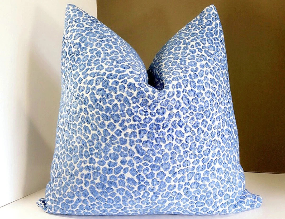 Blue cheetah print pillow cover - Animal print pillow cover - Many sizes available - Chettah fabr... | Etsy (US)