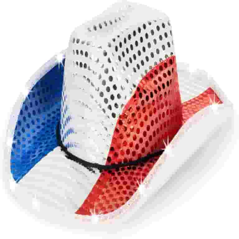 TELOLY Sparkly Us Flag Western Cowboy Hat-4Th of July Red White Blue Sequin Cowgirl Hat for Indep... | Walmart (US)