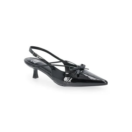 Madden NYC Women s Shiny Faux Leather Slingback Heels with Bow | Walmart (US)