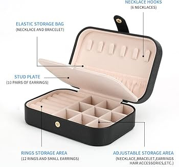 FEISCON Small Jewelry Box Necklace Ring Storage Organizer Mini Jewelry case Double Layer Travel J... | Amazon (US)