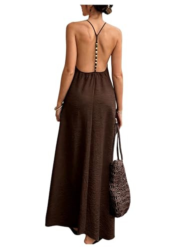 Verdusa Women's Backless Cami Dresses Linen Maxi Dress Sundress Open Back Vacation Beach Summer O... | Amazon (US)