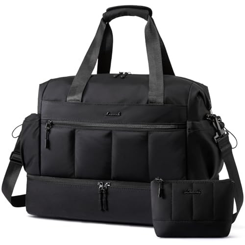 LOVEVOOK Weekender Bags for Women, Travel Duffel Bag, Large Overnight Bags with Shoe Compartment, 38L Carry on Gym Hospital Bag with Wet Pocket, 2 Pcs | Amazon (US)