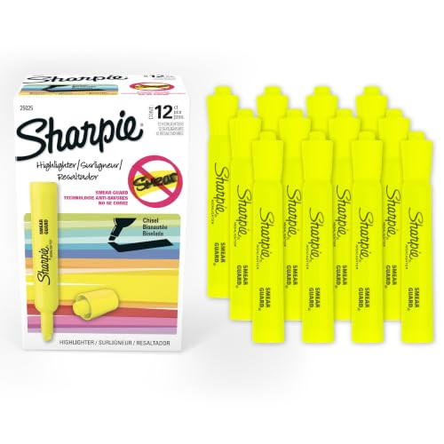 Sharpie Tank Highlighters, Chisel Tip, Fluorescent Yellow, 12 Count | Amazon (US)