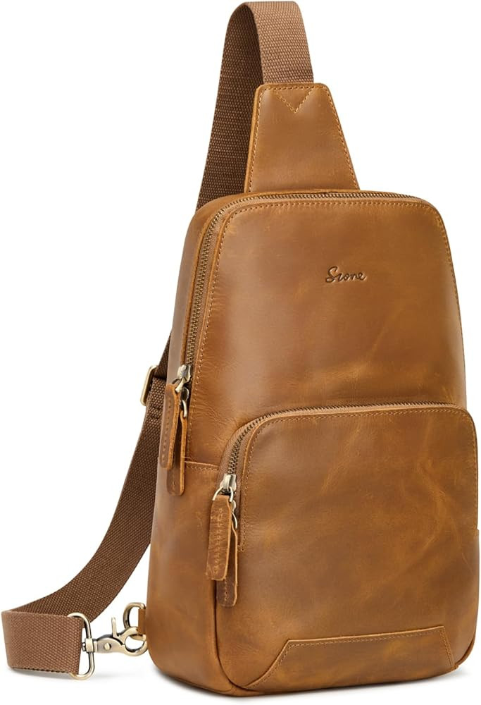 S-ZONE Sling Bag for Men Women RFID Blocking Genuine Leather Crossbody Shoulder Bag Backpack Hiki... | Amazon (US)