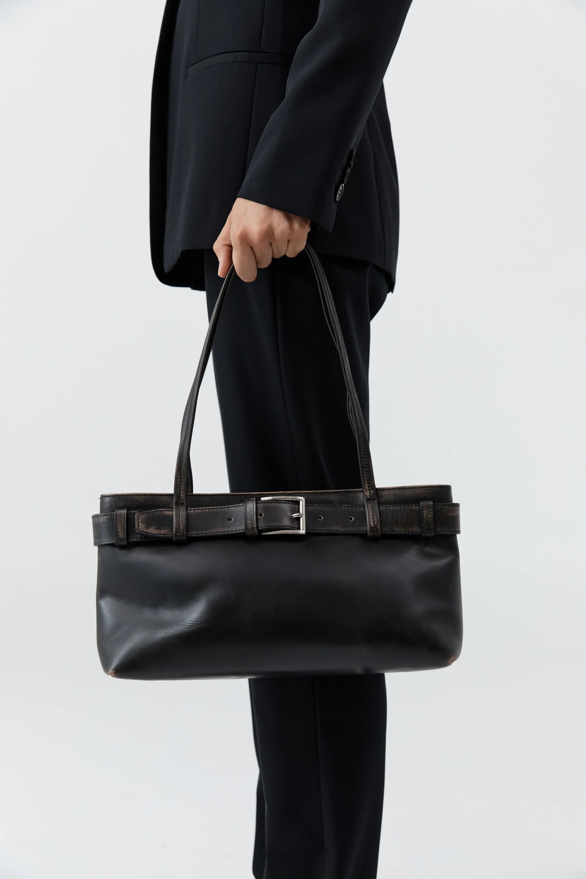 PRE-ORDER: Brushed Belt Detail Baguette - Black | St. Agni (US, UK, EU)