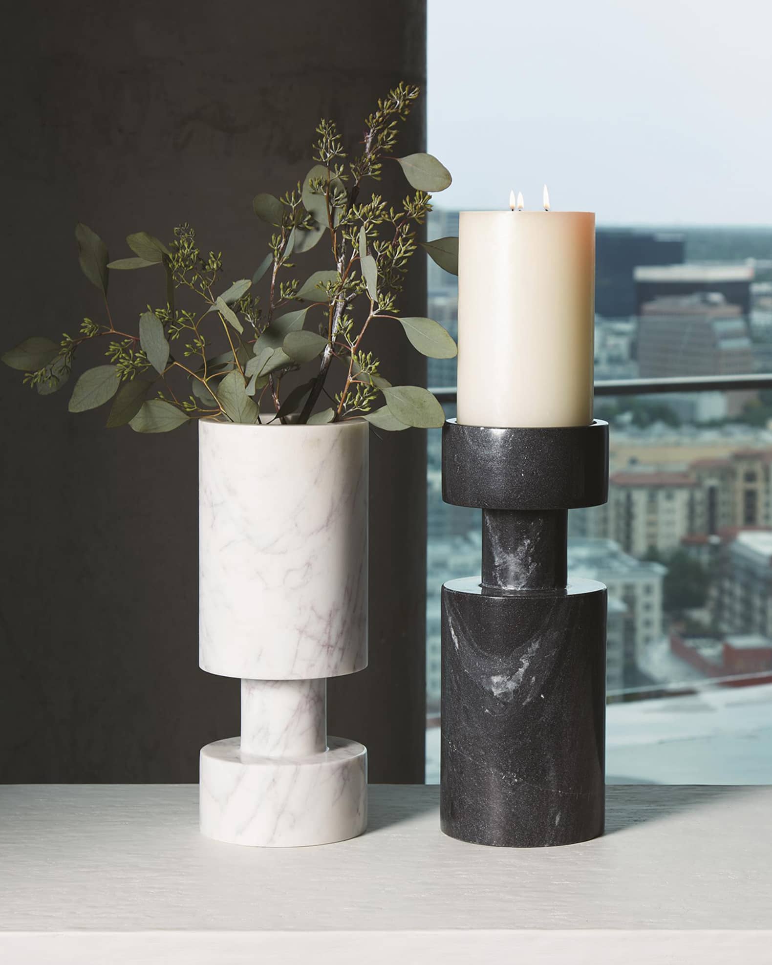 FORM Design Studio by Global Views Luc White Marble Vase | Neiman Marcus
