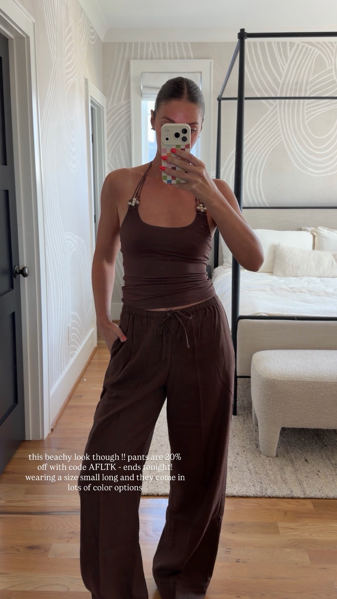 A super cute and casual beachy look!! Pants are 20% off with code AFLTK through tonight only. Wearing a size small long!!