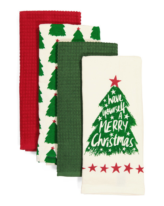4pc Santa Have A Merry Christmas Kitchen Towel Set | Entertaining | Marshalls | Marshalls