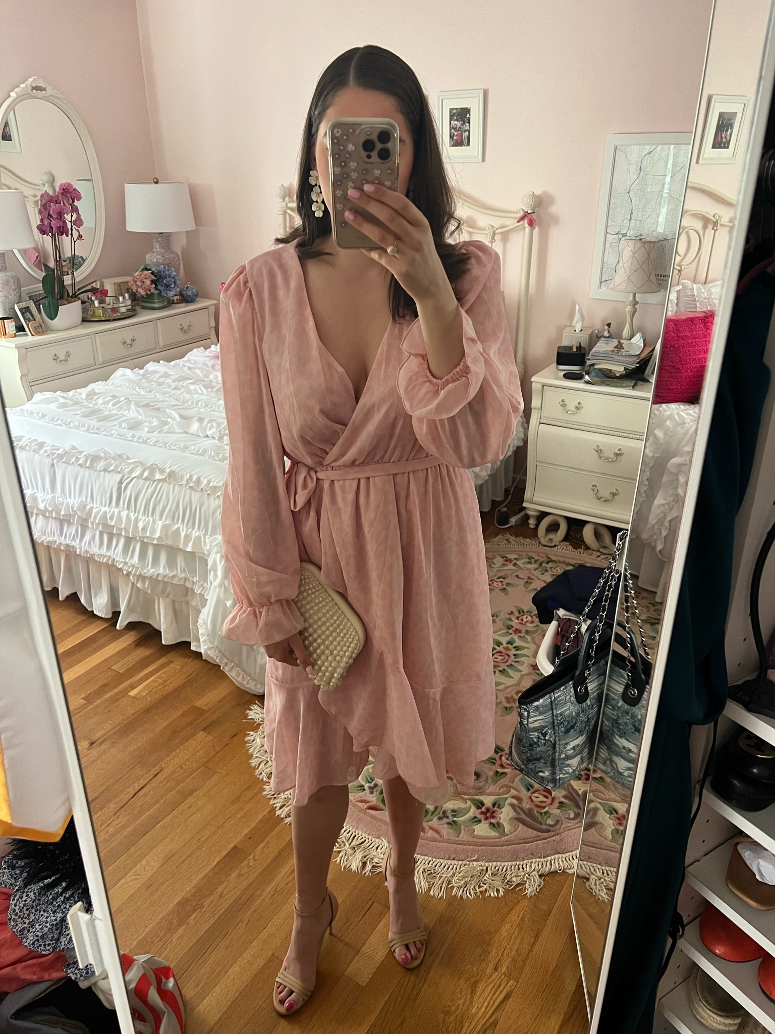 Mother’s Day, Mother’s Day brunch, midi dress, nude heels, comfortable nude heels, strappy sandals, pink dress, Pearl bag, Pearl clutch, wrap dress, sarah Flint, 

#LTKunder50 #LTKSeasonal #LTKfit